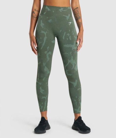 Women's Gymshark Adapt Camo Seamless Leggings Green | NZ 5VYNGW